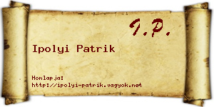 Ipolyi Patrik névjegykártya